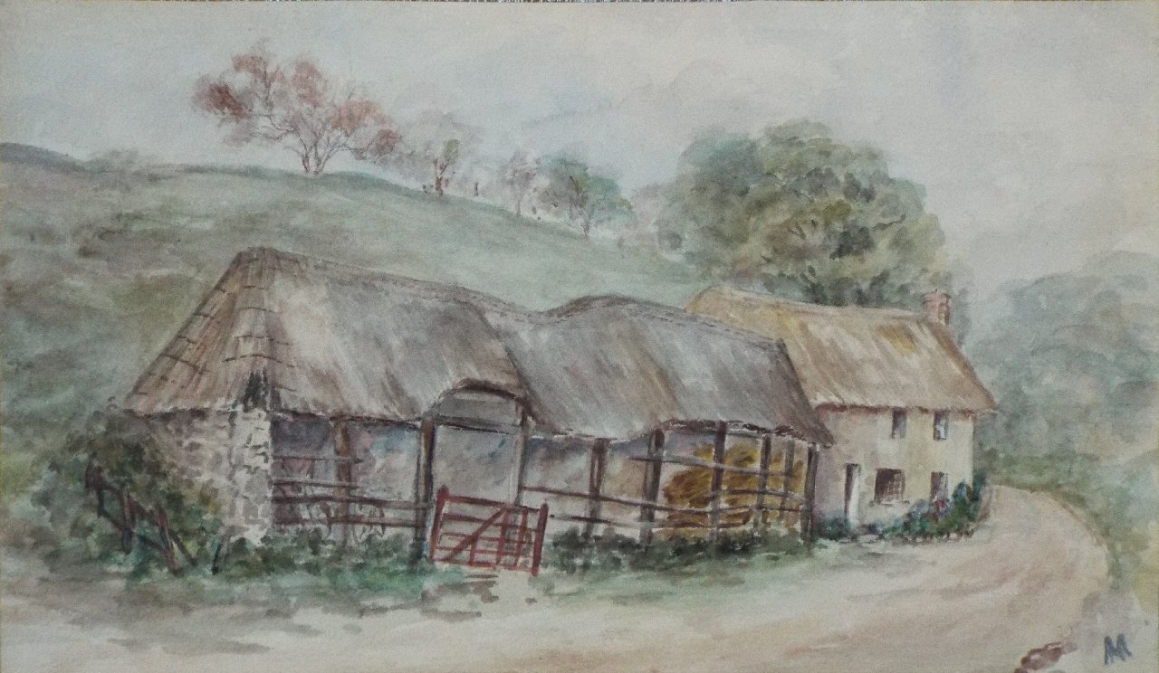Watercolour - The Old Tithe Barn at Edge Branscombe Jun 1914